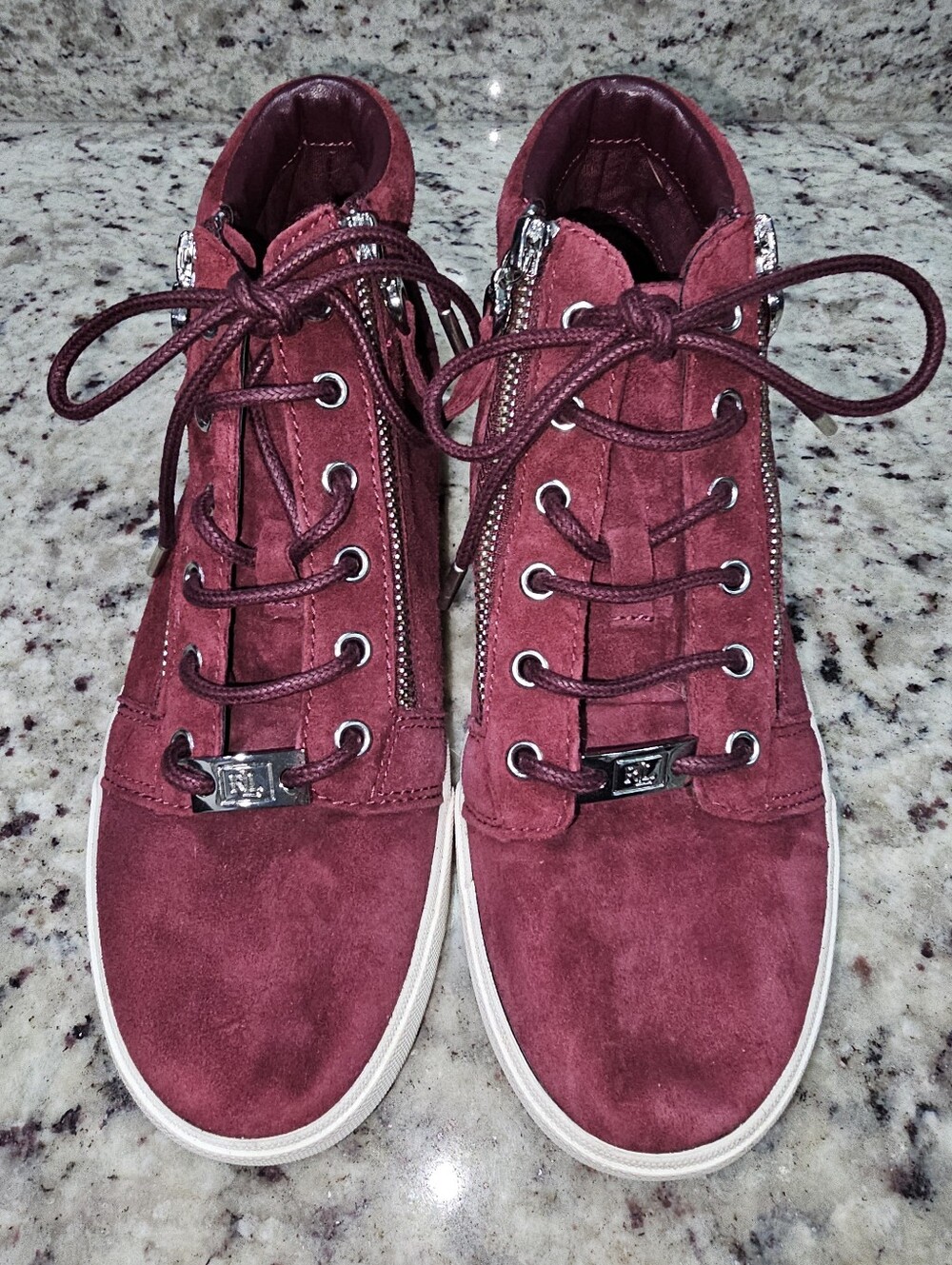 Ralph Lauren Suede Reace Sneakers Burgundy Sz 6.5